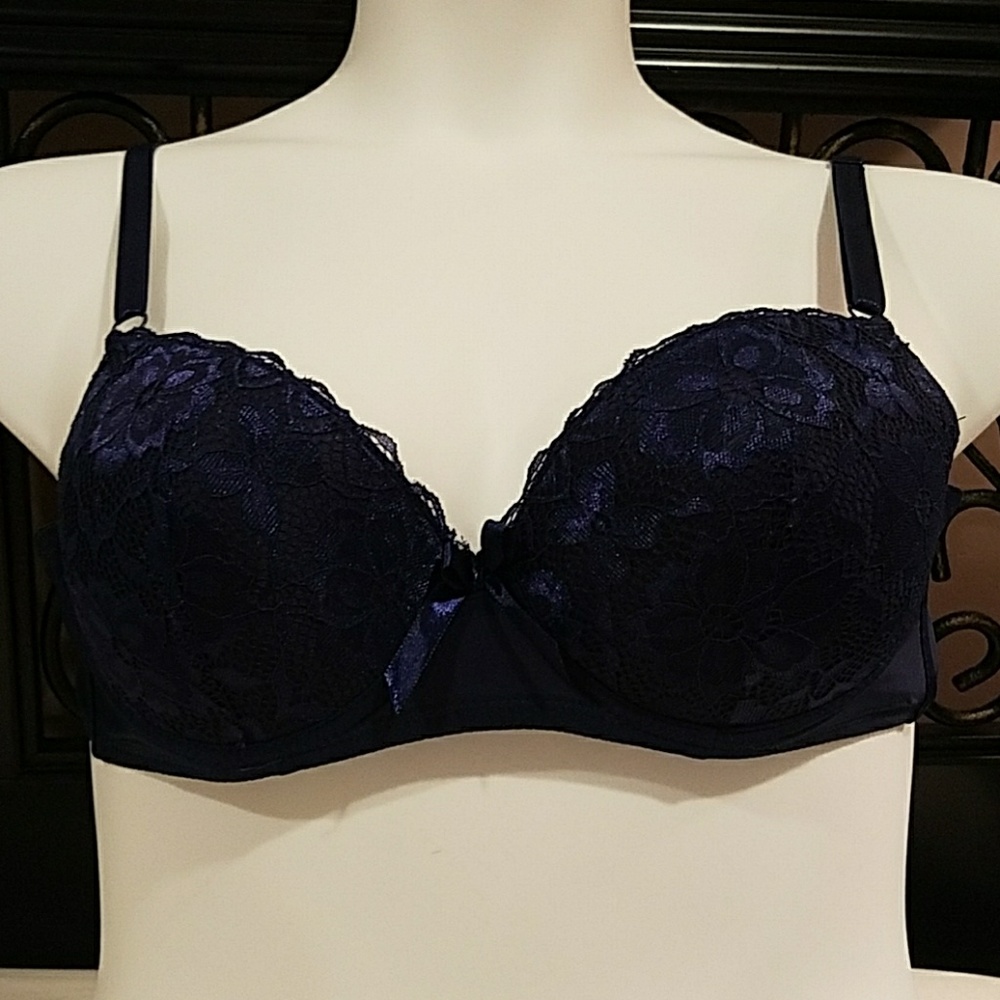 Dark blue women's padded push-up bra